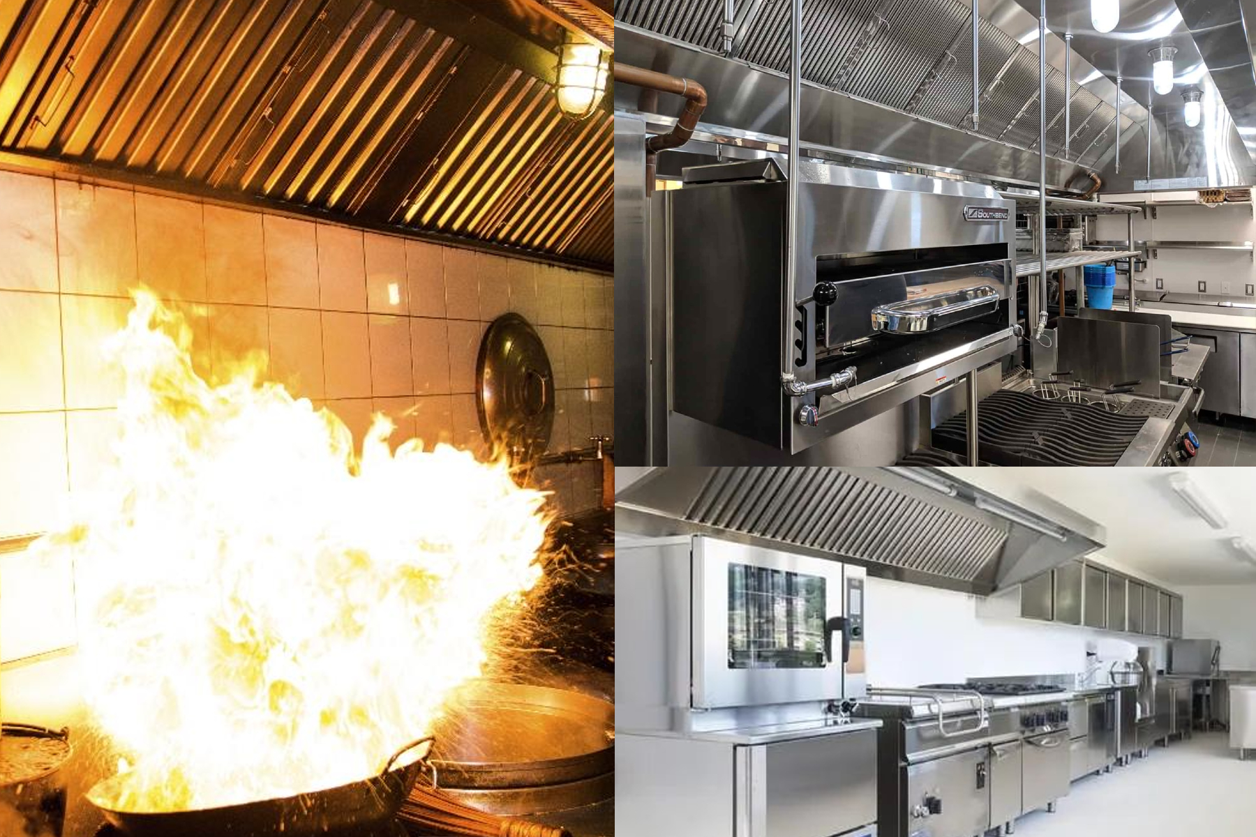 Stainless steel hoods wall mounted, island & hanging type