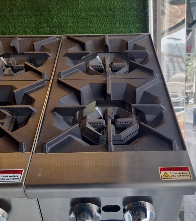 2 burners cooking range table top gas operated stainless steel top quality